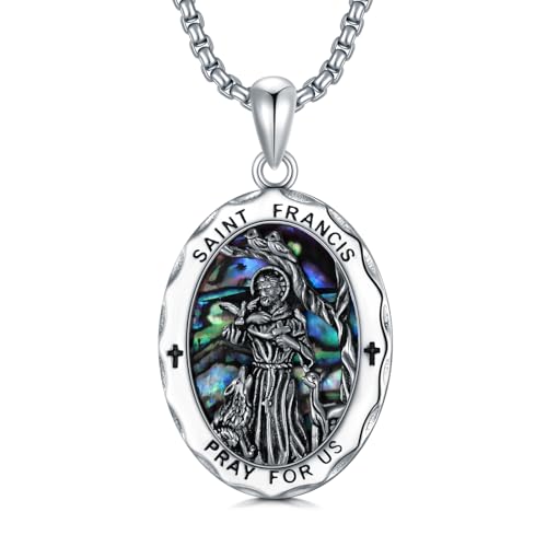 HUKKUN Franz von Assisi Kette Silber 925 Medaille des Heiligen Franziskus von Assisi Halskette Franz von Assisi Schmuck für Männer HUKKUN Franz von Assisi Kette Silber 925 Medaille des Heiligen Franziskus von Assisi Halskette Franz von Assisi Schmuck für Männer von HUKKUN