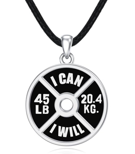 HUKKUN Gewicht Heben Halskette 925 Sterling Silber Workout Anhänger Halskette Fitnessstudio Schmuck übung Geschenke Für Männer Hantel Barbell von HUKKUN