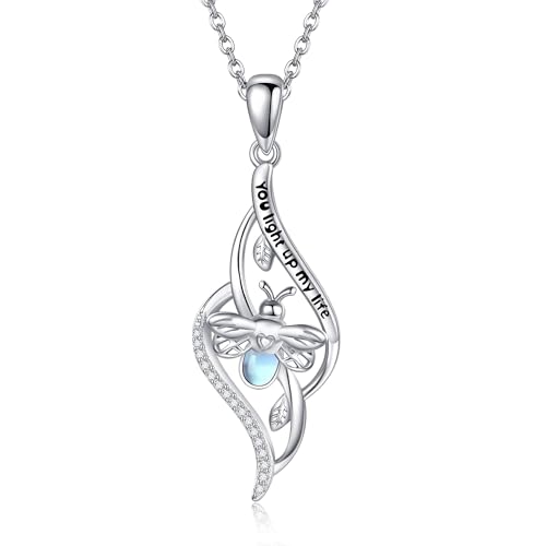 Glühwürmchen Halskette Sterlingsilber Glühwürmchen Anhänger Insektenschmuck für Frauen von HUKKUN