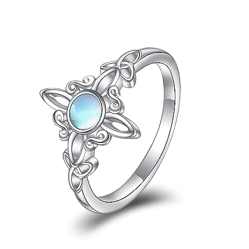 HUKKUN Hexen Ring Silber 925 Damen Mondstein Keltischer Ring Hexen Schmuck Geschenke für Frauen von HUKKUN