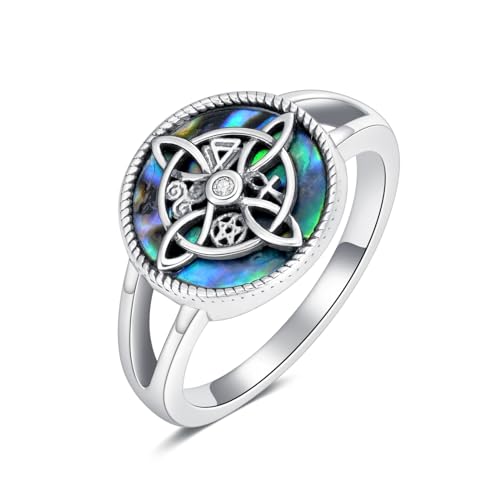 HUKKUN Hexen Ring Silber 925 Keltischer Hexenknoten Ring Wicca Hexen Schmuck Geschenke Damen von HUKKUN