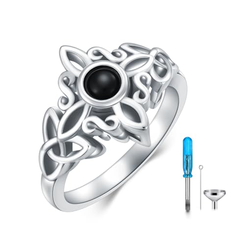 HUKKUN Hexen Urnen Ringe Damen Silber 925 Hexen Mini Urne für Asche Andenken an Verstorbene Asche Schmuck zum Befüllen (56.5(18)) von HUKKUN