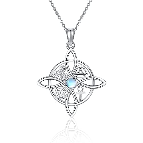 HUKKUN Hexenknoten Kette Silber 925 Damen Keltischer Knoten Hexen Anhänger Halskette Wicca Hexen Schmuck Geschenke für Frauen von HUKKUN
