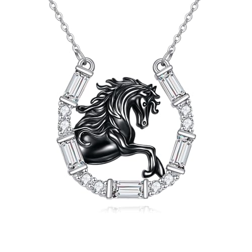 HUKKUN Hufeisenkette 925er Sterlingsilber Pferdekette Pferdeschmuck Geschenke für Frauen von HUKKUN