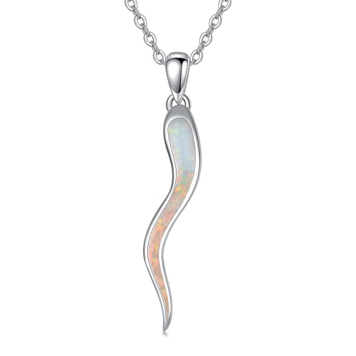 Italienische Horn Halskette Sterling Silber Cornicello Halskette Italienischer Hornschmuck Geschenke Für Frauen von HUKKUN