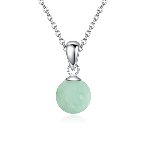 HUKKUN Jade Halskette Sterling Silber Echte Grüne Jade Perlen Halskette Jade Schmuck Geschenk für Frauen von HUKKUN