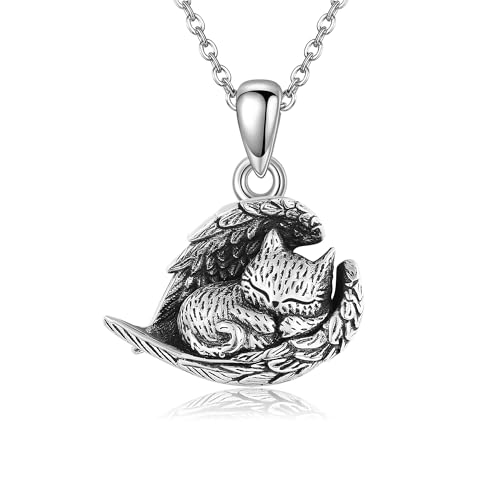 HUKKUN Katze Urne Halskette Für Asche Sterling Silber Katze Schmuck Einäscherung Schmuck Erinnerung Kondolenz Geschenk Für Verlust Memorial Für Frauen von HUKKUN