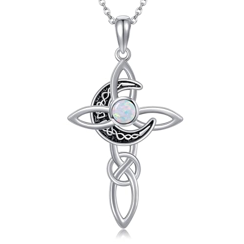 HUKKUN Keltische Kreuz Halskette Damen Sterlingsilber Keltischer Kreuzanhänger Keltischer Knoten Halbmond Schmuck Geschenke für Frauen HUKKUN Keltische Kreuz Halskette Damen Sterlingsilber Keltischer Kreuzanhänger Keltischer Knoten Halbmond Schmuck Geschenke für Frauen von HUKKUN