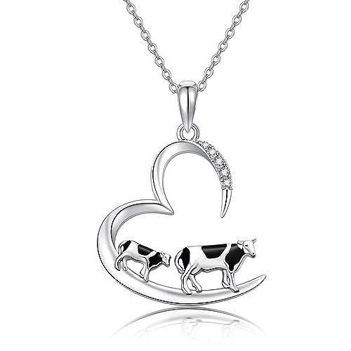 HUKKUN Kuh Geschenke Kuh Kette Damen Silber 925 Kuh Anhänger Halskette Kuh Schmuck Kuh Geschenke für Frauen Mädchen von HUKKUN