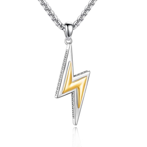 HUKKUN Lightning Bolt Halskette 925 Sterling Silber Lightning Bolt Halskette Männer Lightning Bolt Schmuck Geschenke für Männer von HUKKUN