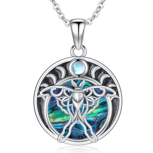 HUKKUN Luna Motten Kette Silber 925 Motten Anhänger Mondphase Halskette Hexen Luna Motten Schmuck Damen HUKKUN Luna Motten Kette Silber 925 Motten Anhänger Mondphase Halskette Hexen Luna Motten Schmuck Damen von HUKKUN