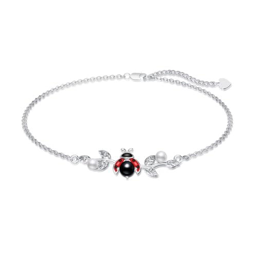 HUKKUN Marienkäfer Armband Silber 925 Ladybird Armband Ladybug Marienkäfer Schmuck Geschenke Damen von HUKKUN