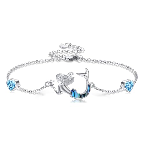 HUKKUN Meerjungfrau Armband Sterlingsilber Meerjungfrau Seestern Armband Ozean Schmuck für Damen von HUKKUN