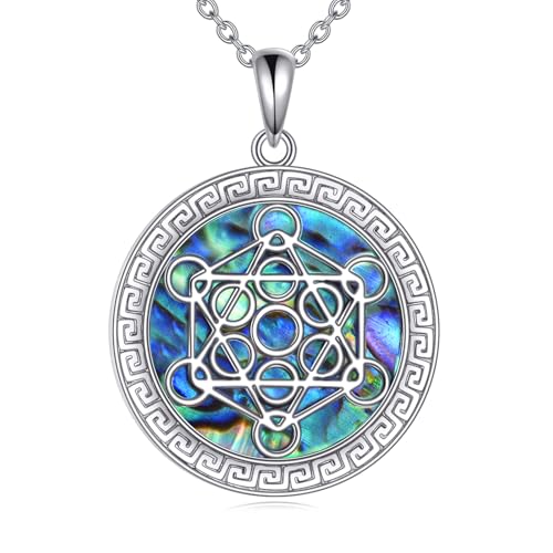 HUKKUN Metatron Würfel Halskette Sterlingsilber Chakra Anhänger Halskette Amulett heiliger geometrischer Schmuck Geschenk für Männer und Frauen von HUKKUN