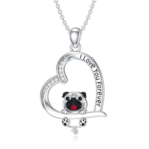 HUKKUN Mops Kette Silber 925 Mops Anhänger Halskette Mops Mops-Schmuck Hunde Mops Geschenke Damen HUKKUN Mops Kette Silber 925 Mops Anhänger Halskette Mops Mops-Schmuck Hunde Mops Geschenke Damen von HUKKUN