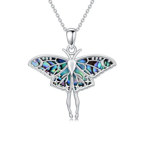 HUKKUN Motten Halskette Sterlingsilber Motten Anhänger Mottenschmuck für Damen von HUKKUN