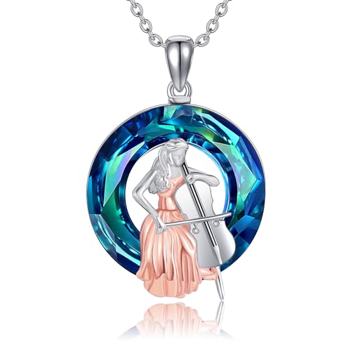 HUKKUN Musik Halskette Sterling Silber Kristall Cello Halskette Musik Schmuck Geschenke für Frauen HUKKUN Musik Halskette Sterling Silber Kristall Cello Halskette Musik Schmuck Geschenke für Frauen von HUKKUN