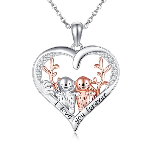 HUKKUN Otter Halskette Sterling Silber zwei Otter Herz Anhänger Halskette Otter Schmuck für Frauen HUKKUN Otter Halskette Sterling Silber zwei Otter Herz Anhänger Halskette Otter Schmuck für Frauen von HUKKUN
