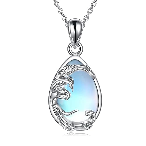 HUKKUN Phönix Kette Silber 925 Damen Phönix Anhänger Halskette Vogel Phönix Schmuck Geschenke für Frauen und Mädchen von HUKKUN