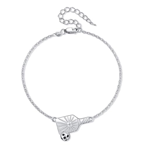 HUKKUN Pickleball Bracelets for Women Sterling Silver Pickleball Rackets Bracelets Sports Jewelry Graduation Gifts for Graduates Sports Lovers von HUKKUN