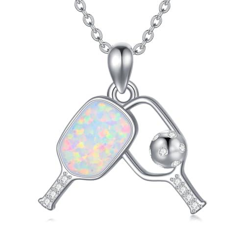 HUKKUN Pickleball Halskette Sterling Silber Pickleball Anhänger Halskette Sportschmuck Geschenke für Frauen von HUKKUN
