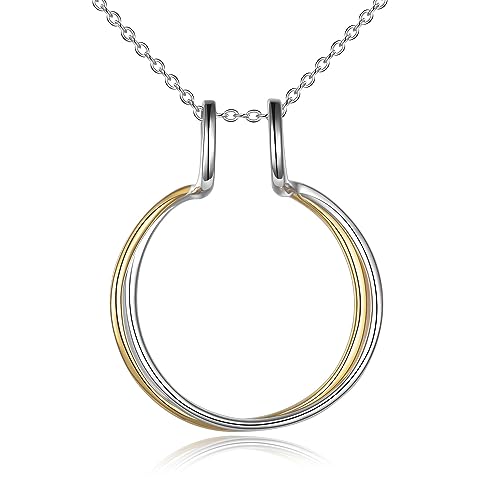 HUKKUN Ringhalter-Halskette aus Sterlingsilber, Hufeisen-Halskette, Verlobungsring-Halskette, Hufeisen-Schmuck, Geschenk für Frauen von HUKKUN