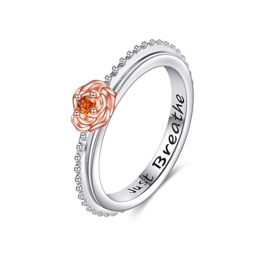 HUKKUN Rosen Fidget Ring Silber 925 Rosenblüten Drehring Rosenkranz Fidget Schmuck Geschenke für Frauen von HUKKUN