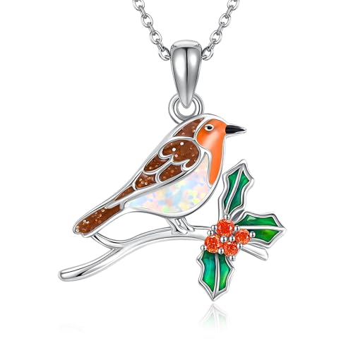 HUKKUN Rotkehlchen Halskette Sterlingsilber Vogel Anhänger Vogelschmuck Rotkehlchen Geschenke für Frauen HUKKUN Rotkehlchen Halskette Sterlingsilber Vogel Anhänger Vogelschmuck Rotkehlchen Geschenke für Frauen von HUKKUN