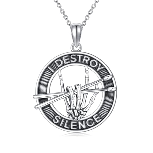 Schlagzeuger Geschenke Sterling Silber Schlagzeuger Kette Musik Anhänger Halskette Musik Schmuck Geschenke von HUKKUN