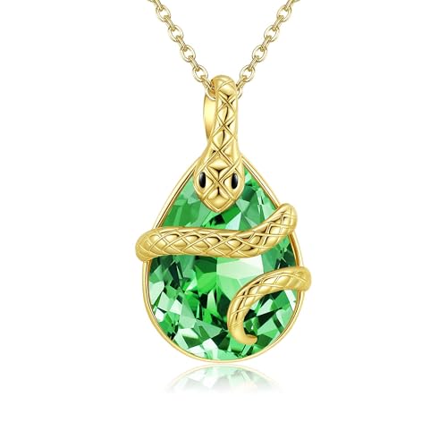 HUKKUN Schlange Halskette 925 Sterling Silber Grün Kristall Gold Schlange Halskette Schmuck für Frauen HUKKUN Schlange Halskette 925 Sterling Silber Grün Kristall Gold Schlange Halskette Schmuck für Frauen von HUKKUN