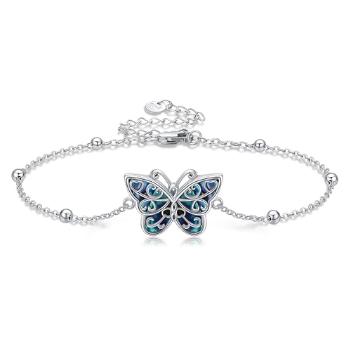 HUKKUN Schmetterlingsarmband Sterlingsilber Schmetterlingsarmband Liebesknoten Keltischer Filigran Schmetterlingsschmuck Geschenke für Frauen von HUKKUN