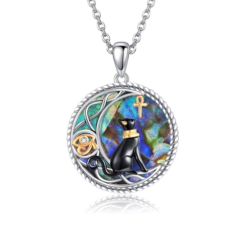 HUKKUN Schwarze Katzen Kette Damen Silber 925 Katzen Anhänger Halskette Ägyptische Bastet Katze Göttin Schmuck Geschenke HUKKUN Schwarze Katzen Kette Damen Silber 925 Katzen Anhänger Halskette Ägyptische Bastet Katze Göttin Schmuck Geschenke von HUKKUN