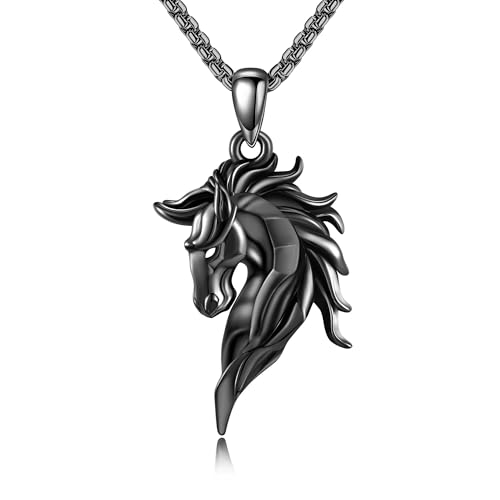 HUKKUN Schwarzes Pferd Halskette Sterling Silber Pferd Schmuck Geschenk für Männer HUKKUN Schwarzes Pferd Halskette Sterling Silber Pferd Schmuck Geschenk für Männer von HUKKUN
