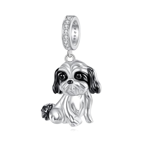 HUKKUN Shih Tzu Geschenke Silber 925 Hunde Anhänger für Armband Shih Tzu Schmuck Geschenke für Frauen Hundeliebhaber von HUKKUN