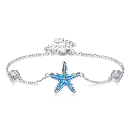 HUKKUN Seestern Armband Sterlingsilber Seestern Muschel Armband Ozean Strand Schmuck für Damen von HUKKUN