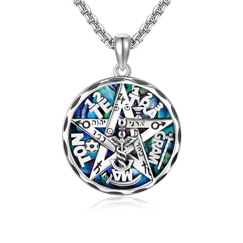 HUKKUN Tetragrammaton Halskette Sterling Silber Pentagramm Talisman Halskette Amuletos de Proteccion y Buena Suerte von HUKKUN