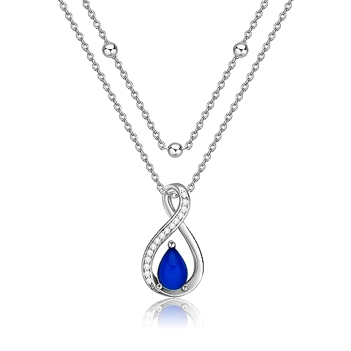 HUKKUN Unendlichkeitszeichen Layering Kette Doppelkette Damen 925 Sterling Silber Geschichtete Halskette Unendlichkeitszeichen Schmuck Geschenke für Damen von HUKKUN