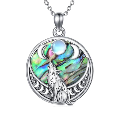 HUKKUN Wolf-Halskette aus Sterlingsilber mit Wolfsanhänger, Tierschmuck für Damen von HUKKUN