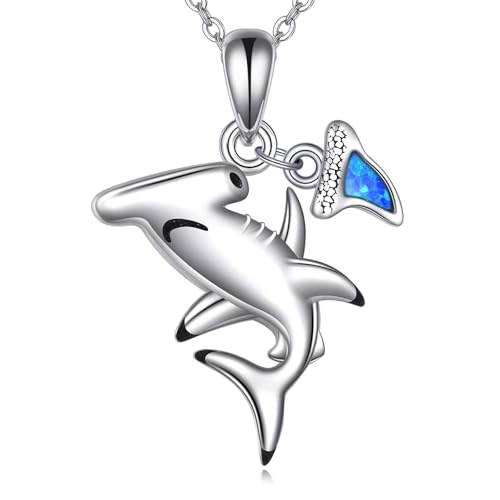 Hai Halskette Silber 925 Haizahn Halskette Hammerhai Schmuck Geschenke für Frauen Hammerhai Liebhaber von HUKKUN