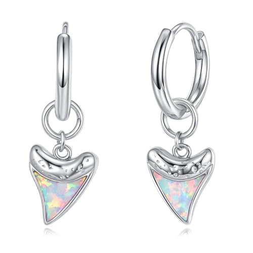 Haifischzahn Ohrringe Sterlingsilber Strand Ohrringe Meerestier baumelnder Tropfen Strandschmuck Geschenke für Frauen von HUKKUN