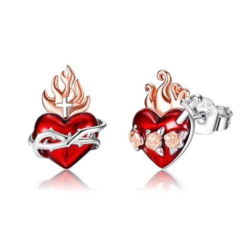 Heiliges Herz Ohrringe Sterling Silber Herz von Jesus Ohrstecker Heiliger Weihnachtsschmuck für Frauen Heiliges Herz Ohrringe Sterling Silber Herz von Jesus Ohrstecker Heiliger Weihnachtsschmuck für Frauen von HUKKUN