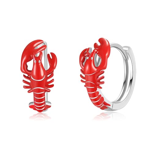 Hummer Ohrringe Silber 925 Lobster Creolen Kleine Hummer Schmuck Geschenke Damen von HUKKUN