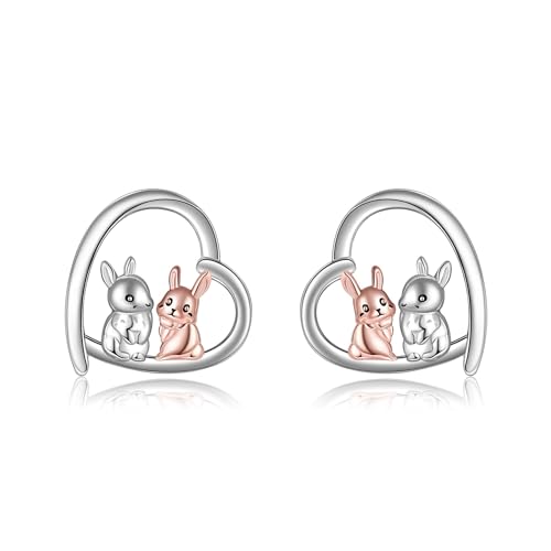 Kaninchen Ohrstecker Silber 925 Rabbit Ohrringe Kaninchen Schmuck Rabbit Geschenke Damen von HUKKUN