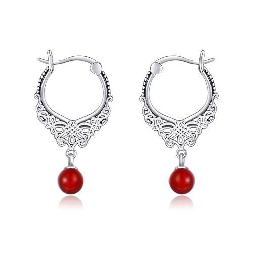 HUKKUN Karneol Ohrringe Sterling Silber Boho Filigran Hoop Ohrring für Frauen Boho-Schmuck für Frauen HUKKUN Karneol Ohrringe Sterling Silber Boho Filigran Hoop Ohrring für Frauen Boho-Schmuck für Frauen von HUKKUN