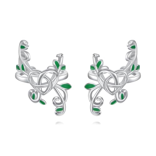 Keltische Ohrmanschetten Sterlingsilber Lebensbaum Ohrmanschetten für nicht durchstochene Ohren keltischer Zweig und Blattschmuck für Frauen von HUKKUN