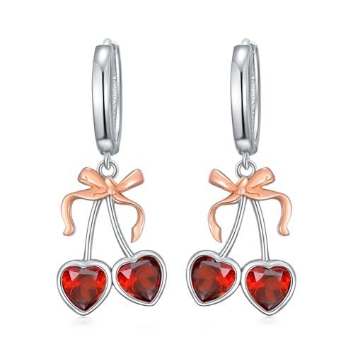Kirschohrringe Sterlingsilber Kirsch Creolen Schleifenschmuck für Damen Kirschohrringe Sterlingsilber Kirsch Creolen Schleifenschmuck für Damen von HUKKUN