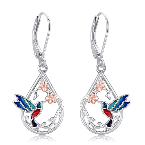 Kolibri baumeln Ohrringe Sterling Silber Kolibri Schmuck Geschenke für Frauen von HUKKUN