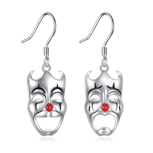 Komödie und Tragödiemasken Dangle Ohrringe aus Sterlingsilber Drama Theater Drop Ohrringe Schmuckgeschenk für Frauen inspiriert vom Phatom der Oper. von HUKKUN