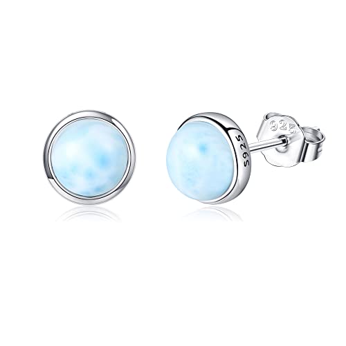 Larimar Schmuck Sterling Silber Genunie Larimar Ohrringe Ohrstecker für Frauen Edelstein Ohrringe für Frauen von HUKKUN
