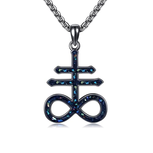 Leviathan Halskette aus Sterlingsilber Schwarzer Abalone Muschel Satanic Leviathan Schmuckgeschenk für Männer. von HUKKUN